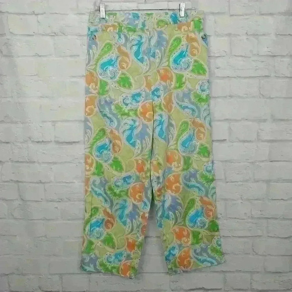 Talbots Stretch Multicolor Cropped Capri Paisley - Picture 1 of 7